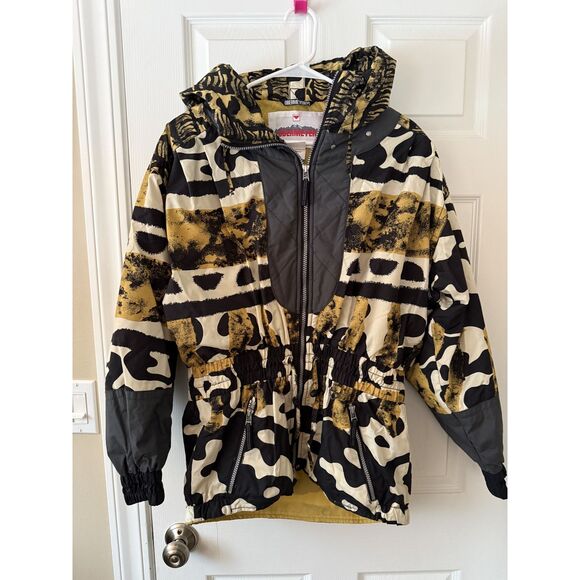 Obermeyer Jackets & Blazers - Vintage 90s Obermeyer Abstract Animal Print Ski Jacket - Gold & Black - Size 12
